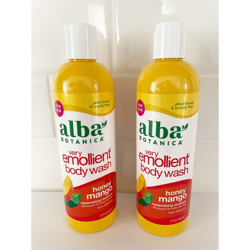Alba Botanica Very Emollient Body Wash Honey Mango 12 fl oz - Set of 2, New